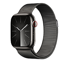 Apple Watch Series 9 GPS + Cellular leasen, 41 mm oder 45 mm Edelstahlgehäuse Graphit, Milanaise Armband Graphit