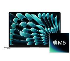 MacBook Air 13 mit M5 Chip leasen - mieten, 16 GB RAM, 512 GB SSD, 10-Core CPU 8-Core GPU, Farbe Silber, MDH74D/A