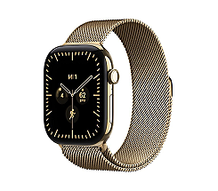 Apple Watch 12 Titan Gold GPS + Cellular leasen, 42 mm oder 46 mm, Milanaise Brilliantgold