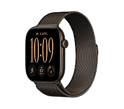 Apple Watch 12 Titan Bronze GPS + Cellular leasen, 42 mm oder 46 mm, Milanaise Dunkelbronze