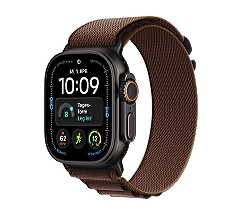 Apple Watch Ultra 4 Schwarz leasen, mit Alpine Loop Armband Burgunder