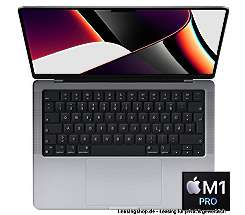 Apple MacBook Pro 14 mit M1 Pro Chip 10 Core, 16 bis 32 GB RAM, 1 TB bis 8 TB SSD leasen, Space Grau MKGQ3D/A