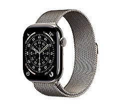 Apple Watch 11 GPS + Cellular leasen, 42 mm oder 46 mm Titan Natur, Milanaise Armband Natur