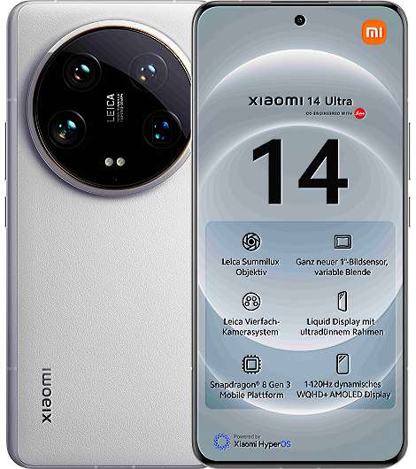 Xiaomi 14 Ultra 5G 16/512GB Dual-SIM Smartphone white jetzt leasen