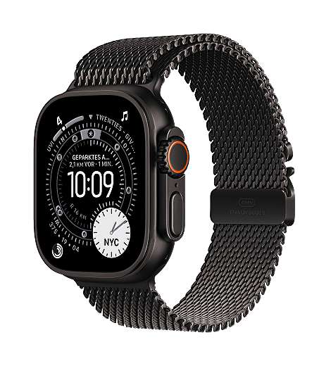 Apple Watch Ultra 3 leasen, mit Milanaise Armband Titan Schwarz