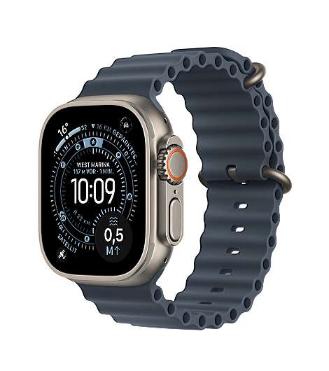 Apple Watch Ultra 3 Titan Natur leasen, mit Ocean Armband 