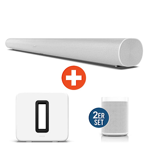 Bundle Sonos Arc Soundbar + 2er Set Sonos One SL + Sub Gen.3, weiß günstig leasen