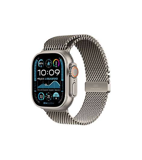 Apple Watch Ultra 2 leasen, mit Melanaise Armband Titan Natur in Gr. S
