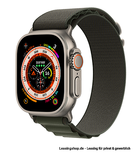 Apple Watch Ultra leasen, neues Design im Titangehäuse 49mm, Alpine Loop Grün