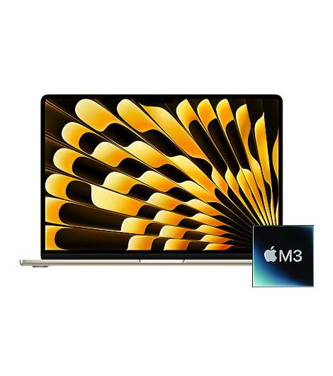 Apple MacBook Air 13 mit M3 Chip, 8-Core CPU und 10-Core GPU leasen - mieten, 24 GB RAM, 512 GB bis 2 TB SSD, Farbe Polarstern