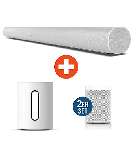 Bundle Sonos Arc Soundbar + 2er Set Sonos One SL + Sub Mini, weiß leasen statt kaufen