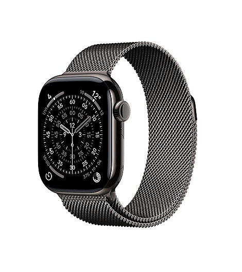 Apple Watch 11 GPS + Cellular leasen, 42 mm oder 46 mm Titan Schiefer, Milanaise Armband Schiefer