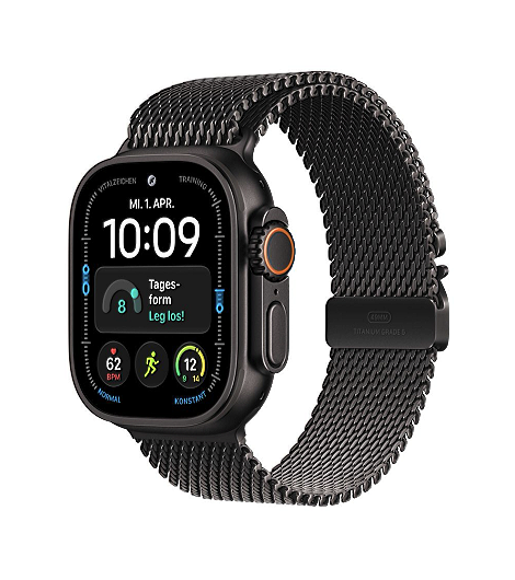 Apple Watch Ultra 4 leasen, mit Milanaise Armband Titan Schwarz