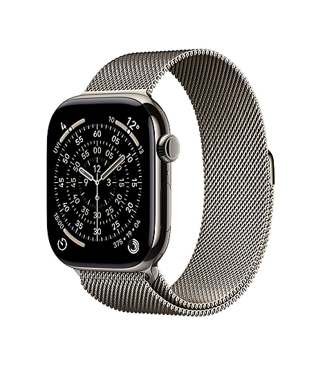 Apple Watch 11 GPS + Cellular leasen, 42 mm oder 46 mm Titan Natur, Milanaise Armband Natur